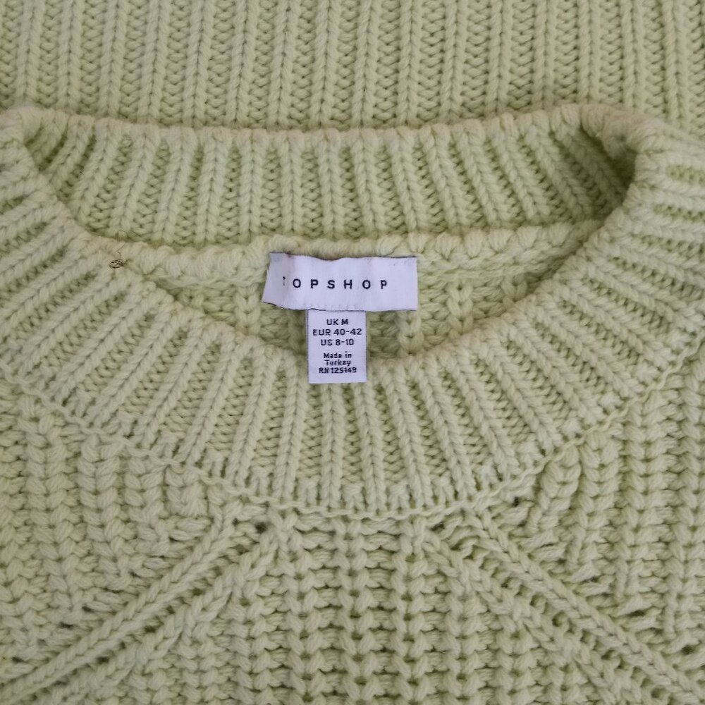 TOPSHOP PALE GREEN ACYRLIC CHUNKY KNIT PULLOVER WOMEN SIZE M